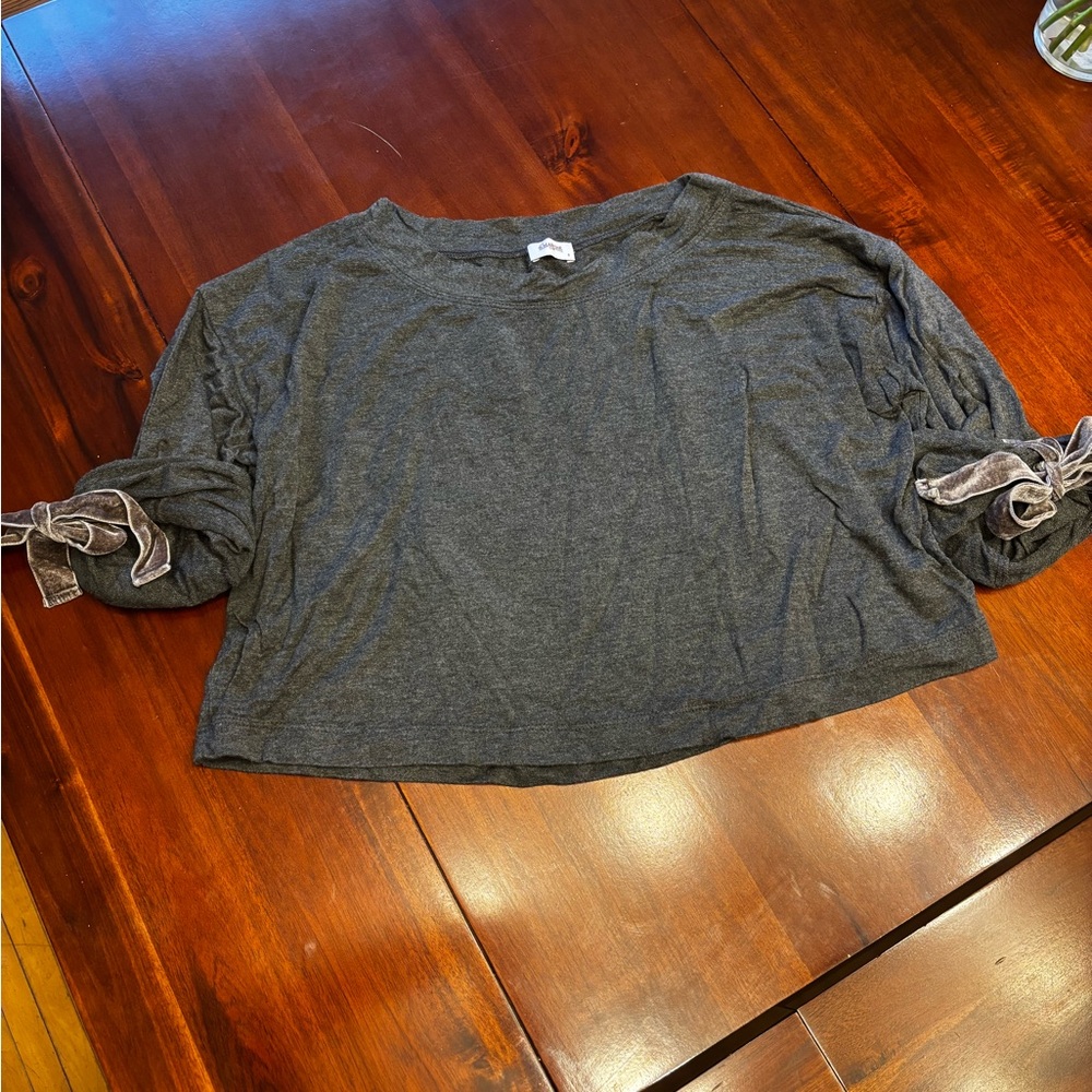 Le Marche Long Sleeve Top with Velvet Tie Sleeves